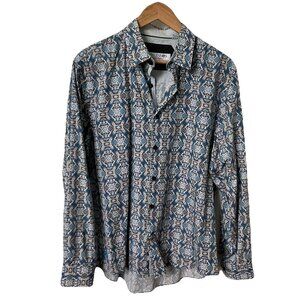 John Lennon English Laundry Shirt Mens L Button Up Blue Paisley Funky Retro